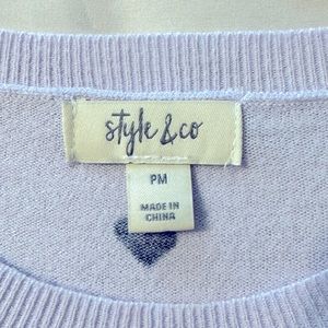 Style and co lavender sweater. Heart design size Medium petite. Like new